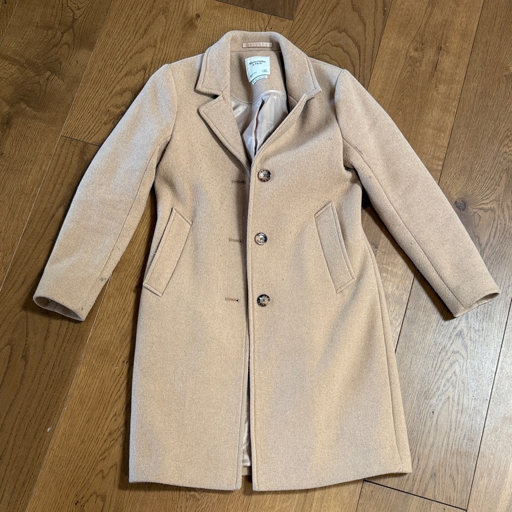 Abercrombie & Fitch Dad Tan Wool Coat xsp